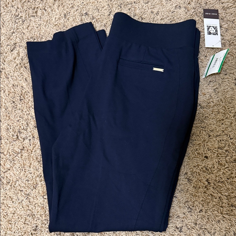 Anne Klein Navy High Rise Straight Leg Pants